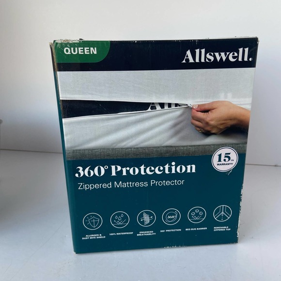 Allswell Mattress Protector Waterproof Breathable Fitted Sheet Bed Cover Queen - Picture 1 of 6